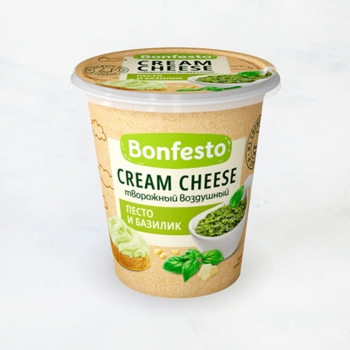 Сыр творожный Кремчиз воздушный Песто и базилик 65% 125г Туровский МК