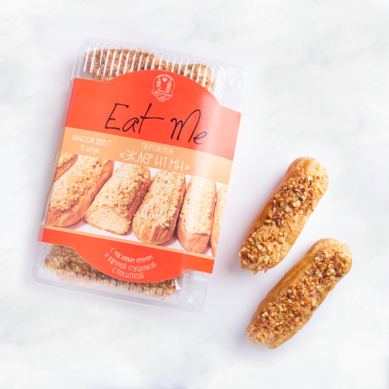 Пирожное "Эклер ИтМи с масл. кремом и вар.сгущенкой" 250г (коррекс 5*50г) МинскХлебпром