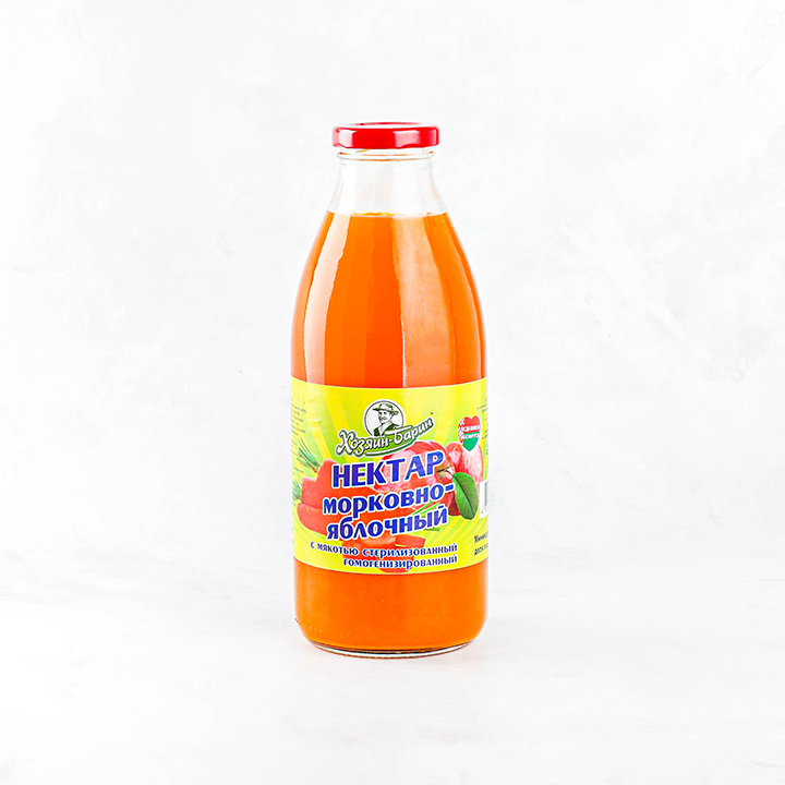 Нектар морковно-яблочный с мякотью ст/б 750мл/8 шт Быховский КЗ