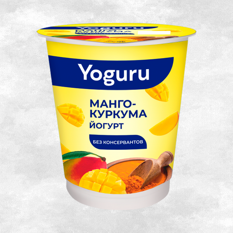 Йогурт YOGURU" Манго куркума 1,5% 310г п/стакан Минский1