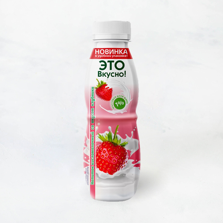 Напиток кисломолочный 1% 430г со вкусом клубники ПЭТ Бабушкина Крынка