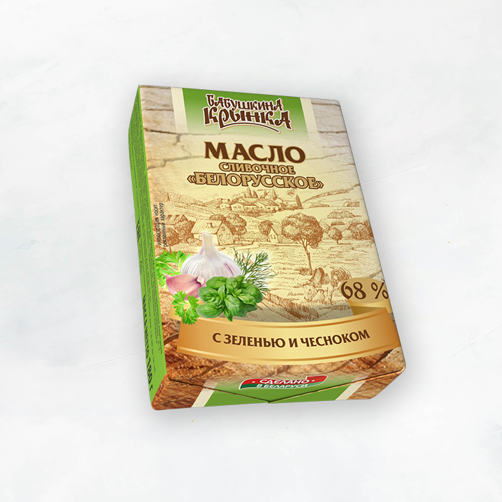 Масло сливочное"Белорусское"с зеленью и чесноком 68% 180г Бабушкина крынка
