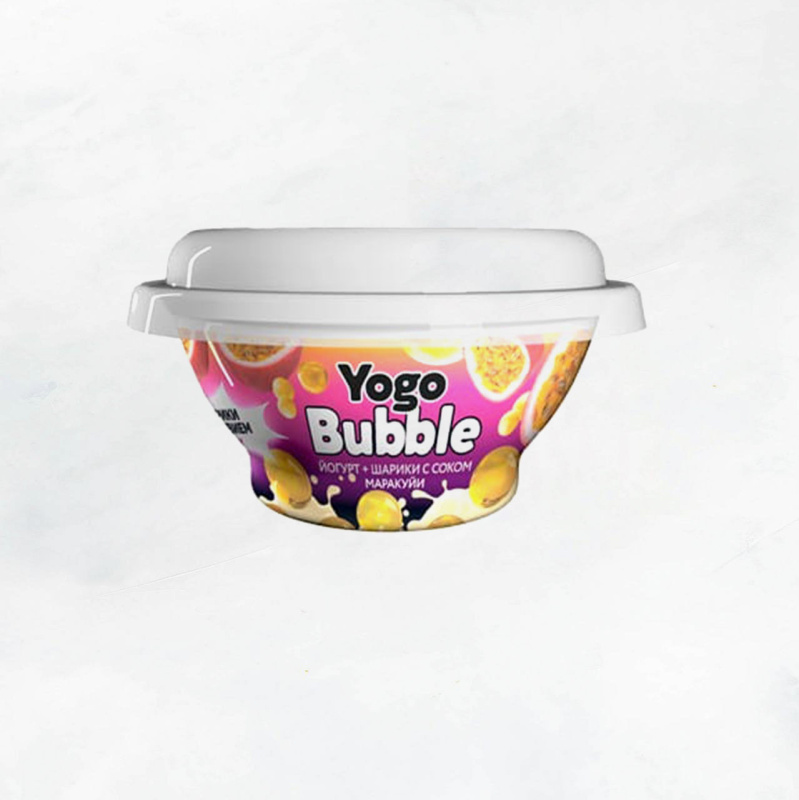 Йогурт "Yogo Bubble"с шарикамии и соком маракуйи 1,5% 120г Молочный мир