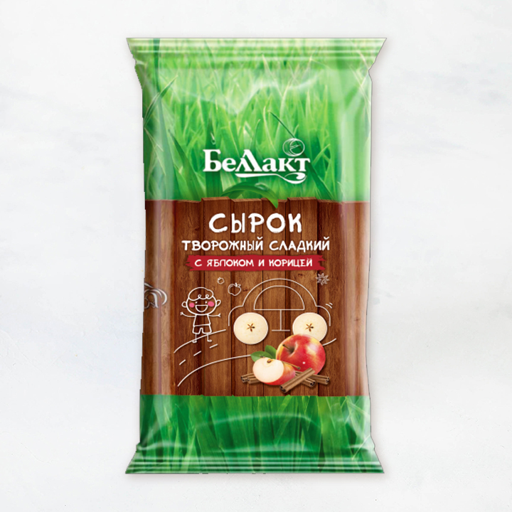 Сырок творожный с яблоком и корицей 7% 100г двойная уп/пленка Беллакт