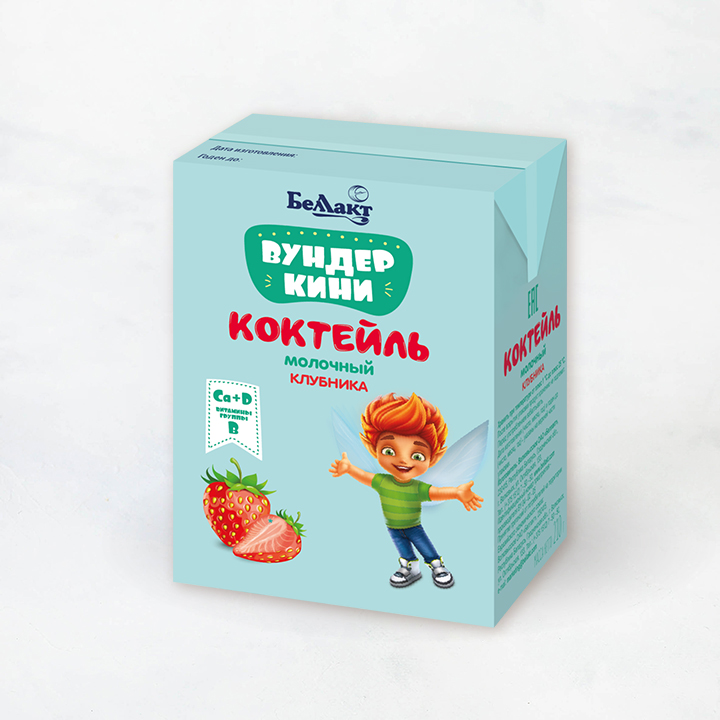 Коктейль молочный д/детей обогащ. кальц. и вит. В1,В6 ВКУС КЛУБНИКИ 2,5% 210г Беллакт