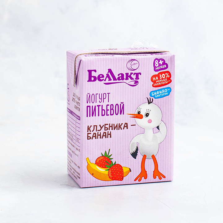 Йогурт "Клубника-банан" 2,6%д/детей ран возр пит 210 г Беллакт