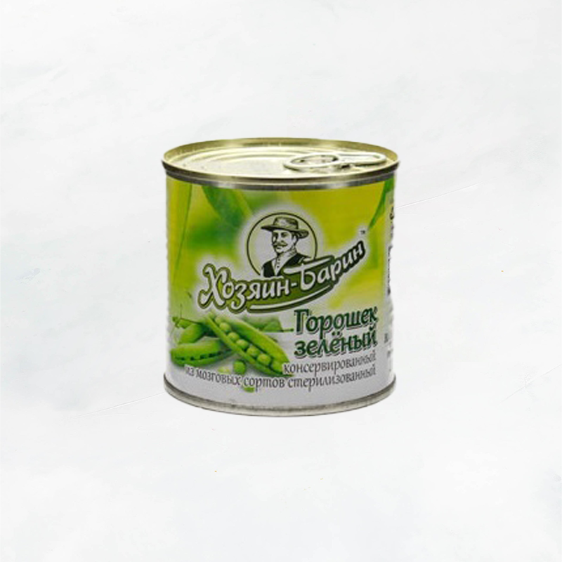 Горошек зеленый консервированный ж/б с ключом 400г/12шт Быховский КЗ