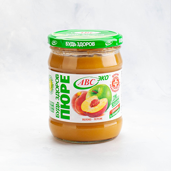 Пюре Яблочно-персиковое 280г/12 шт АВС