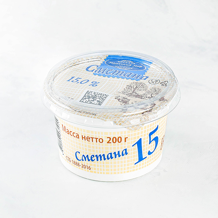 Сметана 15% 200г п/стакан Молочный мир