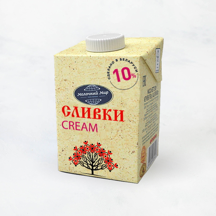 Сливки стерилизованные 10% 500г TetraPak Молочный мир