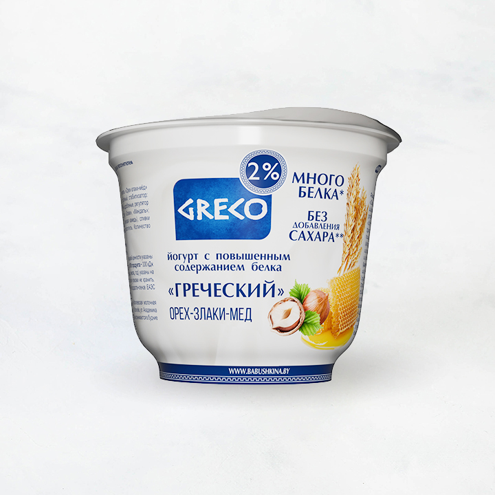 Йогурт 2% 230г Греческий "Орех-злаки-мёд" стакан Бабушкина крынка