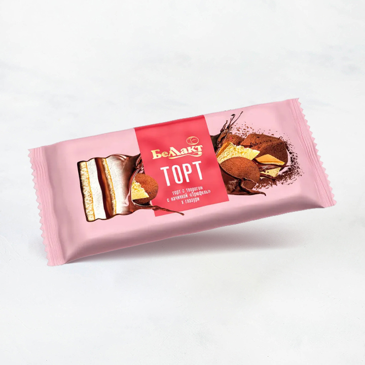 Торт творожный с начинкой трюфель 24% 200г Беллакт