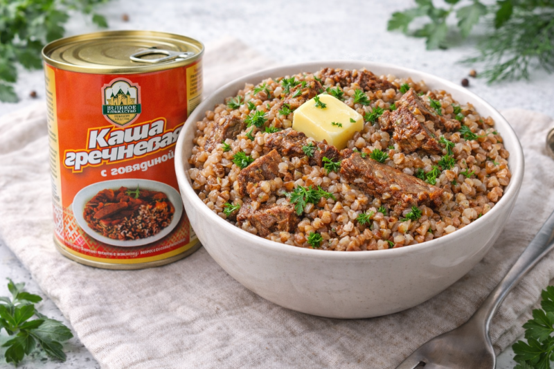 Гречневая каша с говядиной — быстрый обед за 5 минут