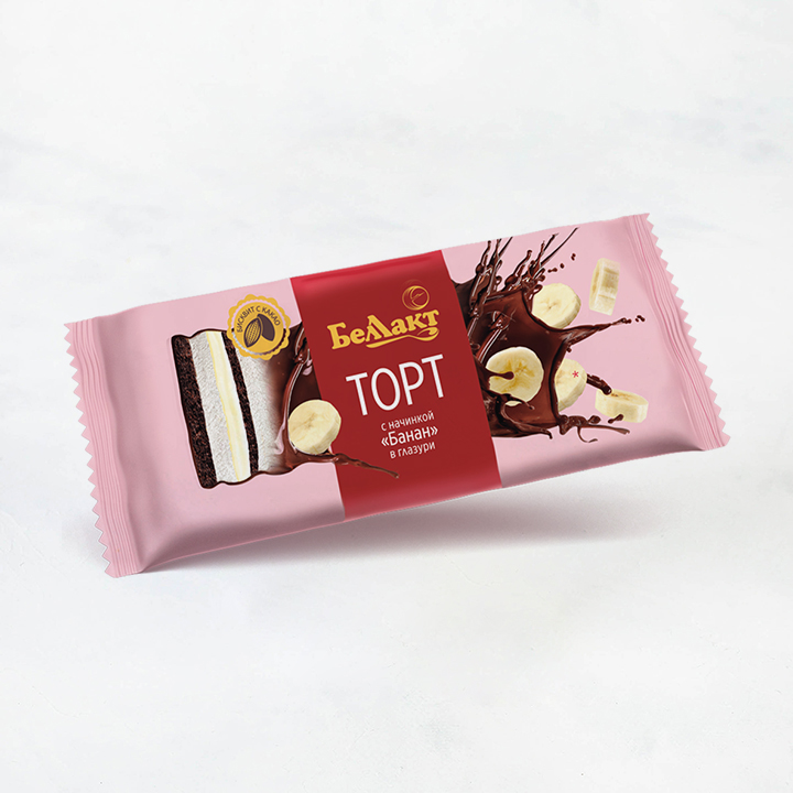 Торт творожный с начинкой банан 24% 200г Беллакт