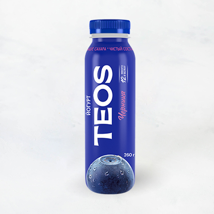 Йогурт питьевой "Греческий TEOS" 1,8% 260г Черника ПЭТ Савушкин продукт