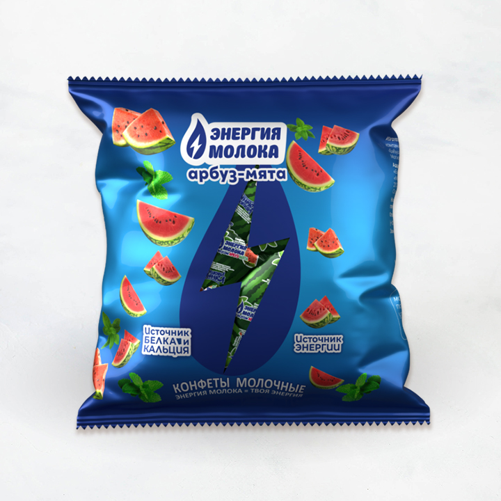 Конфета мол."Энергия молока" с вк арбуза и мяты 100г (Бабушкина Крынка)