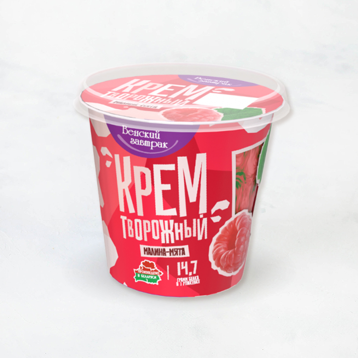 Крем творожный вкус Малина и мята 4,5% 150г Минский1
