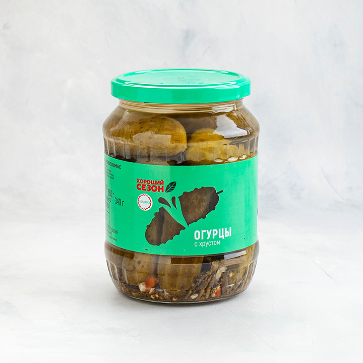 Огурцы с хрустом стерил. ст/б 720 мл /8 шт  Хороший Сезон