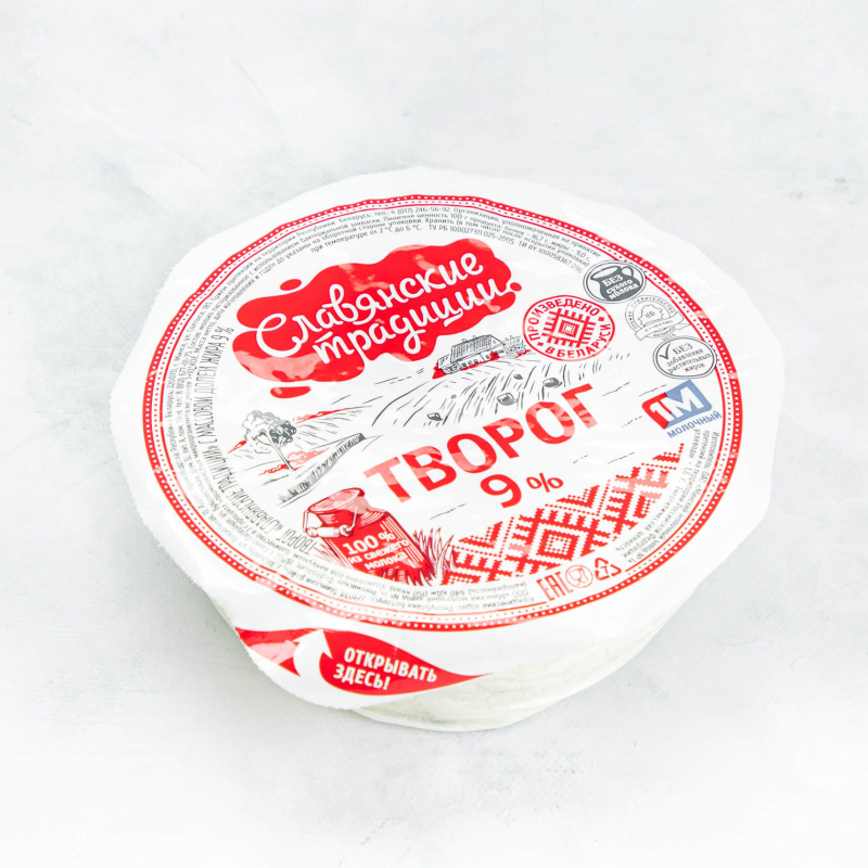 Творог "Славянские традиции" 9% 355г (шайба) Минский1