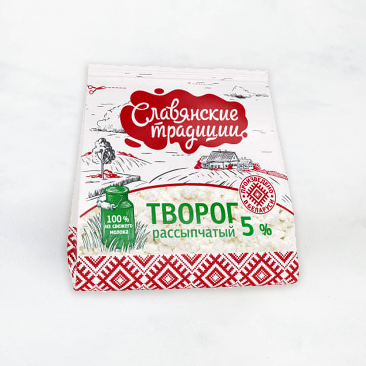 Творог рассыпчатый "Славянские традиции" 5% 350г пакет Минский1