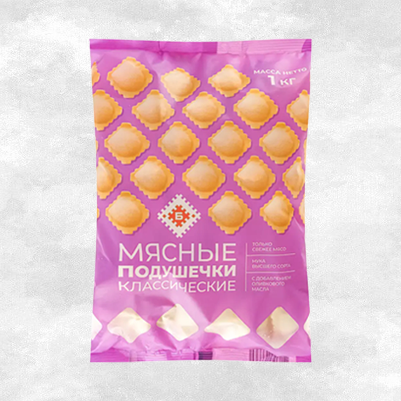Пельмени "Мясные подушечки "Классические" 1/1000 замороженные