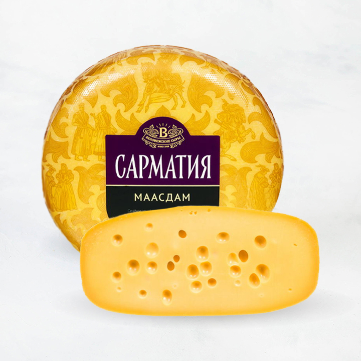 Сыр Маасдам 45% ТМ Сарматия Беловежские сыры
