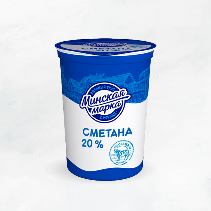 Сметана "Минская марка" 380г 20% стакан Минский1