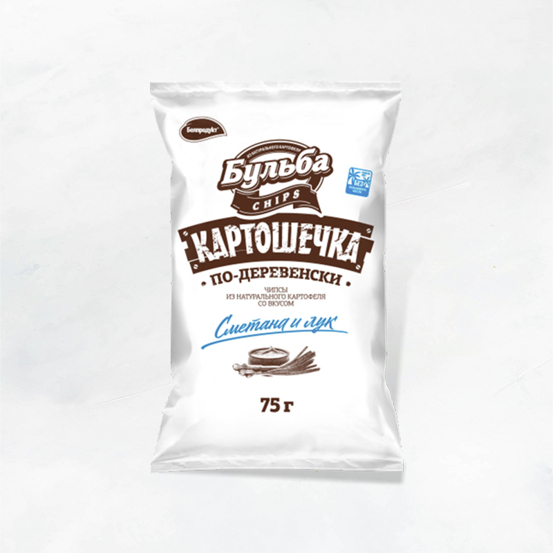 Чипсы "Картошечка по-деревенски" 75г вкус сметана и лук (1/16), из натурального картофеля