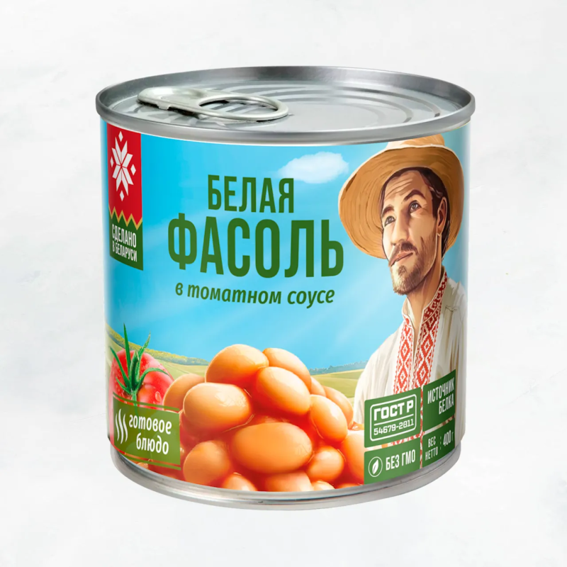 Фасоль белая в томатном соусе ж/б 400г Быховский КЗ