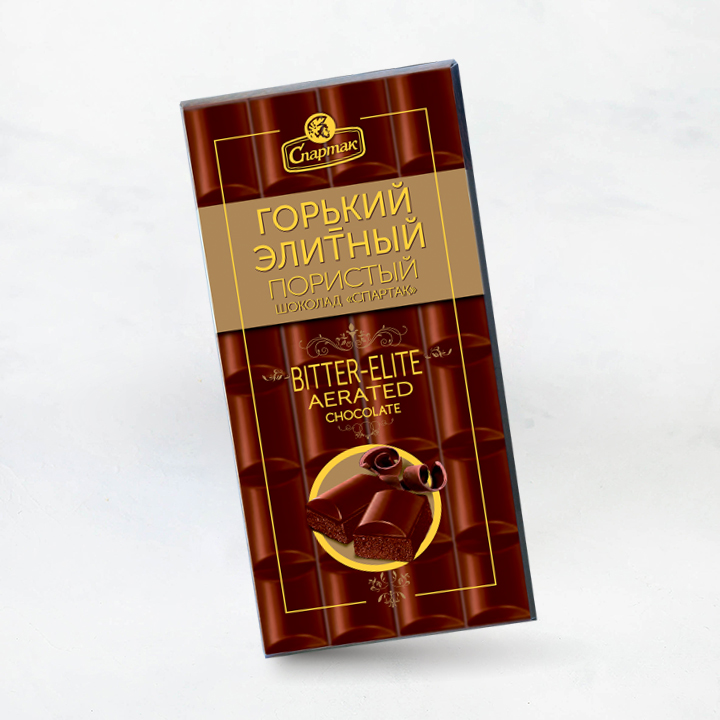 Шоколад Пористый Спартак Горький Элитный пенал 70г 1/13 Спартак