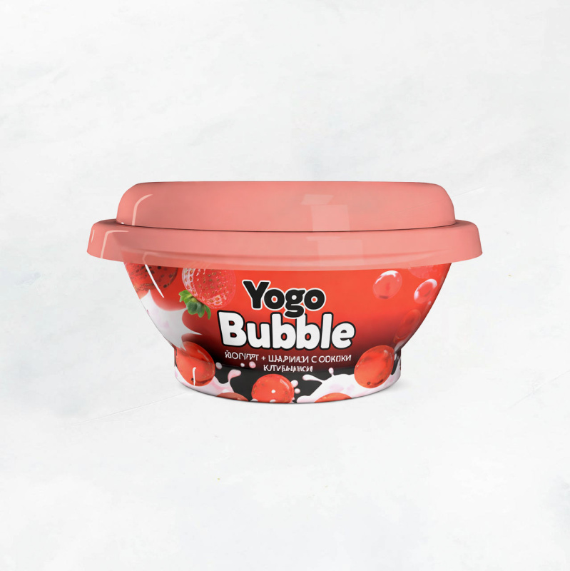 Йогурт "Yogo Bubble"с шариками и клубникой 1,5% 120г Молочный мир