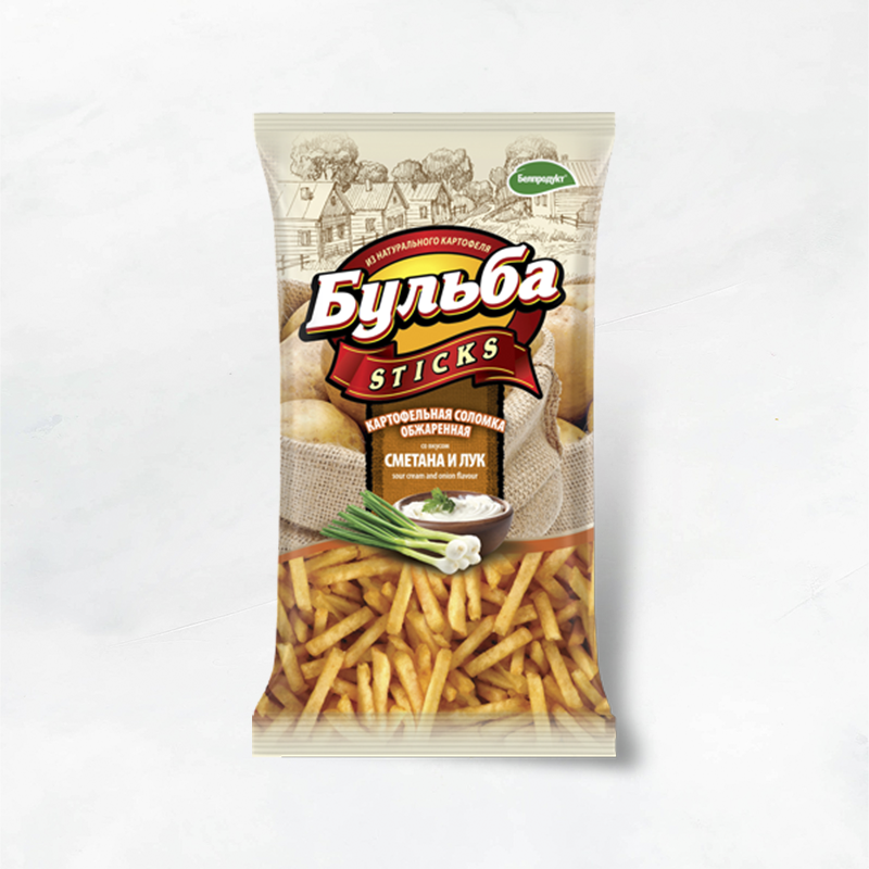Чипсы "Бульба STICKS" 75г вкус СМЕТАНА и ЛУК 1/20, из натурального картофеля