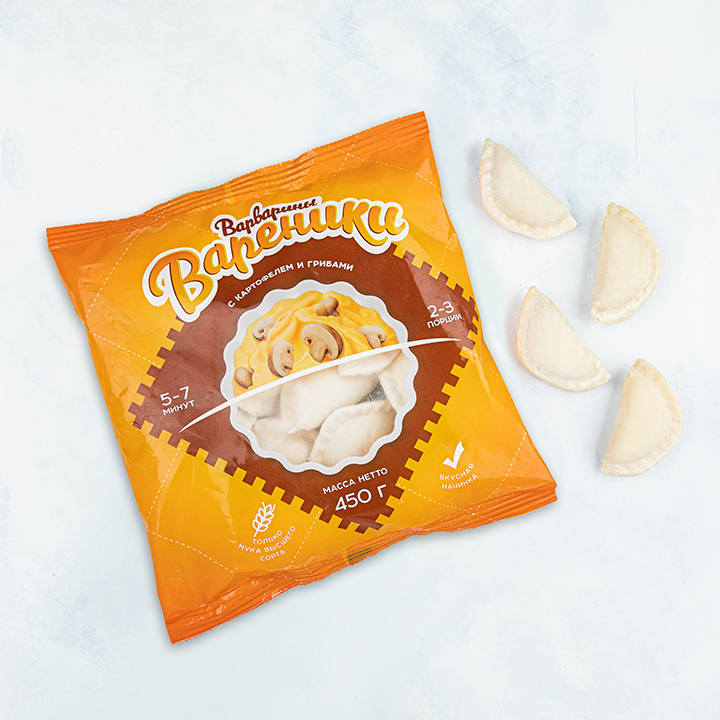 Вареники с картофелем и грибами 1/450 замороженные Брест