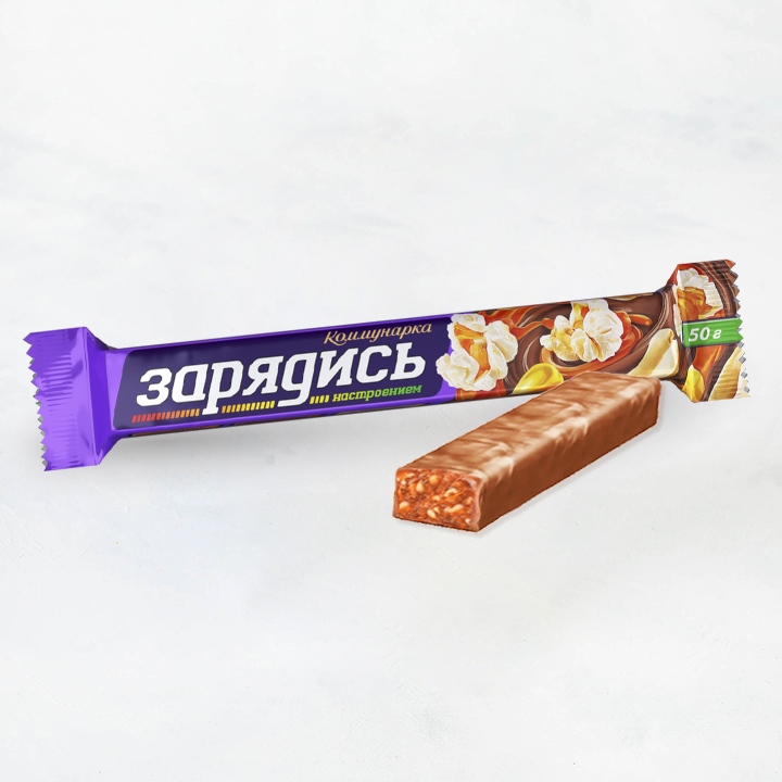 Батончик Зарядись попкорн и жареный арахис 50г 1/28 Коммунарка