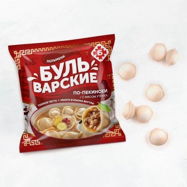 Пельмени "Бульварские по-пекински" из мяса утенка 430г замороженные