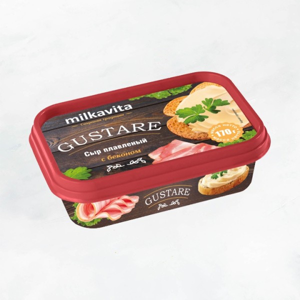 Сыр плавленный вкус бекона 40% 170г Милкавита