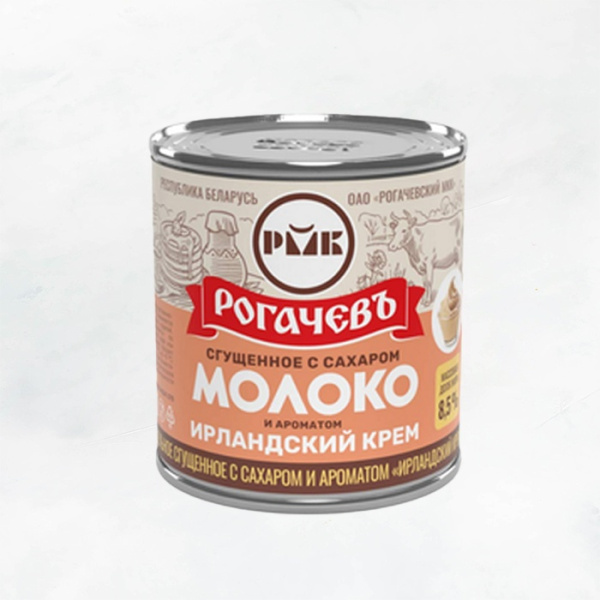 Молоко цельное сгущенное вкус "Ирландский крем" 8,5% ж/б 380г Рогачев