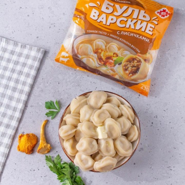 Пельмени "Бульварские с лисичками" 430г замороженные