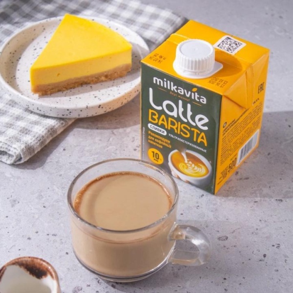 Сливки ультрпаст 10% 500г Latte Barista Тетра Брик Милкавита