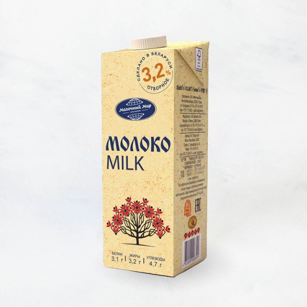 Молоко стерилизованное 3,2% 1л TetraBrik Молочный мир