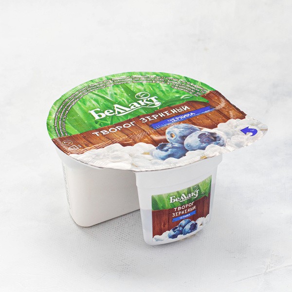 Творог зерненый 5% Черника 130г стакан Беллакт