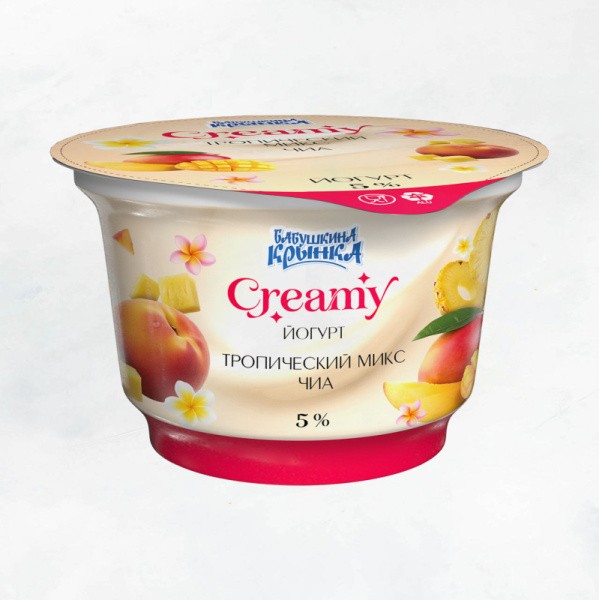 Йогурт 5% 200г Creamy "Тропический микс-Чиа" Бабушкина Крынка