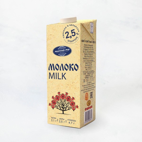 Молоко стерилизованное 2,5% 1л TetraBrik Молочный мир